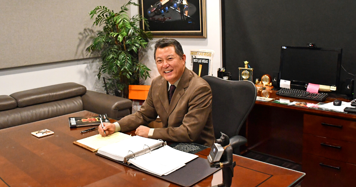 Atty Garrett T. Ogata sitting in his office