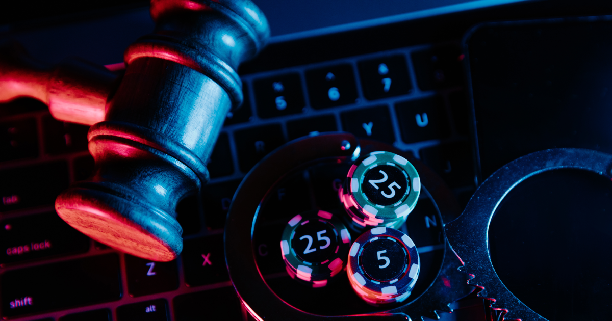 Casino security officer detaining a person